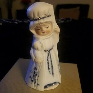 Jasco ceramic figurine girl holding baby sheep